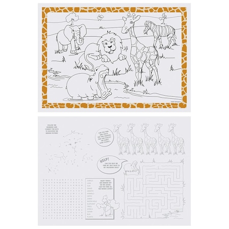 Hoffmaster 10" x 14" Jungle Fun 2-Sided Kids Placemats, PK1000 310690